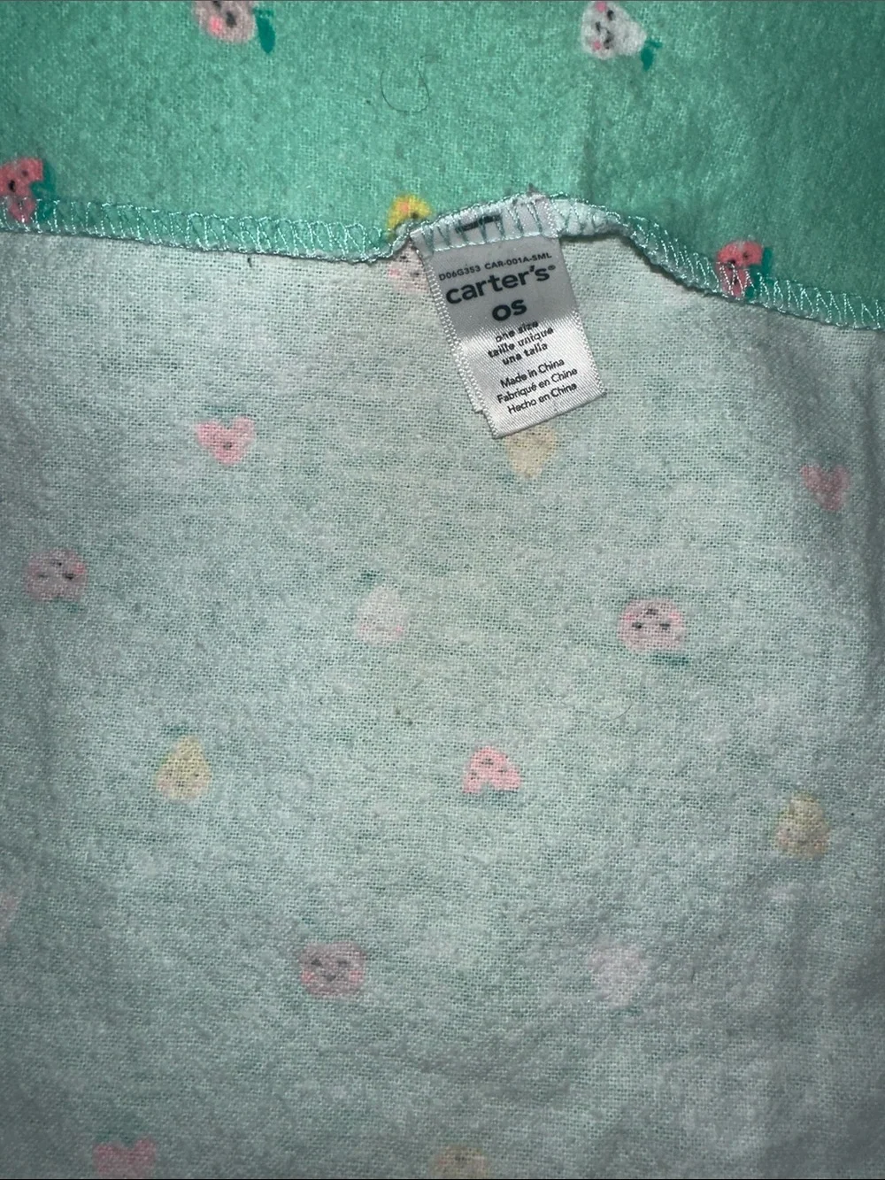 Carter's Mint Plush Bib with Tiny Fruit Faces